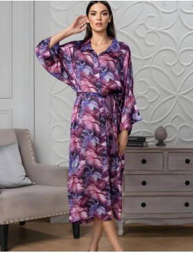 Длинная рубашка с цветами Mia-Amore KAMEYA 4458, Цвет: сливовый, Размеры: 2XL/3XL, изображение 3