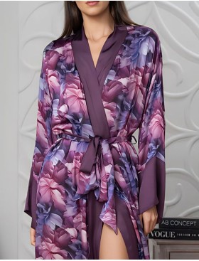 Длинный запашной халат Mia-Amore KAMEYA 4459, Цвет: сливовый, Размеры: 4XL/5XL, изображение 4