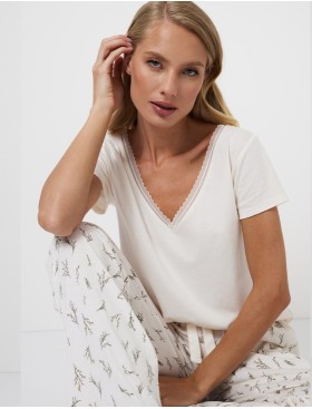 Пижама женская со штанами Aruelle DULCE, Цвет: кремовый, Размеры: L, изображение 4