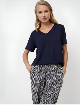 Пижама с брюками из вискозы Aruelle ISOBELL, Цвет: темно-синий/графит, Размеры: S