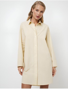 Рубашка-халат из хлопка Aruelle LIMONELLA, Цвет: светло-жёлтый, Размеры: XS