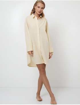 Рубашка-халат из хлопка Aruelle LIMONELLA, Цвет: светло-жёлтый, Размеры: XS, изображение 4