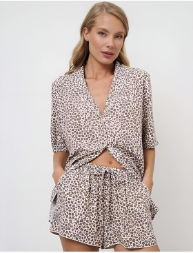 Пижама с шортами с леопардовым принтом Aruelle LUMIELLE, Цвет: леопард, Размеры: S