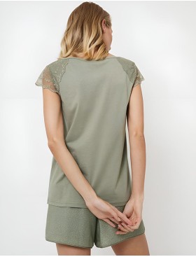 Пижама женская с шортами Aruelle ODELIA, Цвет: оливковый, Размеры: M, изображение 2