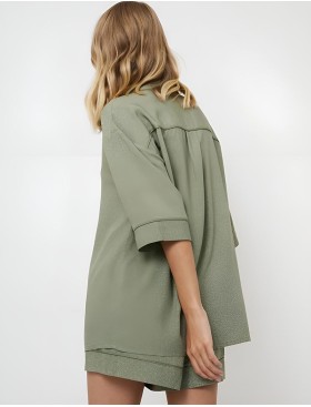 Пижама с шортами из вискозы Aruelle OLIVE, Цвет: оливковый, Размеры: L, изображение 2