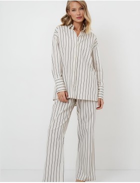 Хлопковая пижама с брюками Aruelle SERAPHINE, Цвет: кремовый, Размеры: 2XL, изображение 2