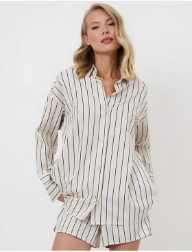 Хлопковая пижама с шортами Aruelle SERAPHINE, Цвет: кремовый, Размеры: S