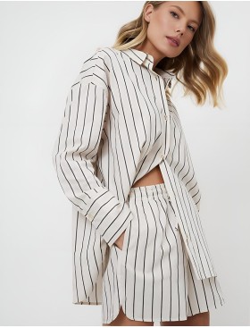 Хлопковая пижама с шортами Aruelle SERAPHINE, Цвет: кремовый, Размеры: S, изображение 3