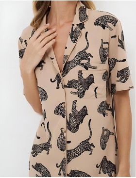 Рубашка-халат Aruelle SORAYA, Цвет: капучино/черный, Размеры: XS, изображение 4