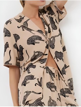 Пижама женская со штанами Aruelle SORAYA, Цвет: капучино/черный, Размеры: M, изображение 4