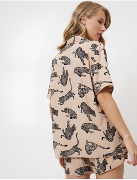 Пижама женская с шортами Aruelle SORAYA, Цвет: капучино/черный, Размеры: M, изображение 2