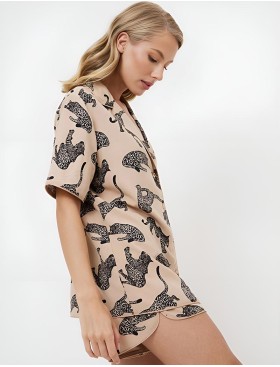 Пижама женская с шортами Aruelle SORAYA, Цвет: капучино/черный, Размеры: M, изображение 3