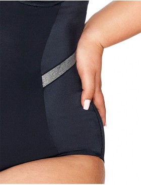 Черный купальник с серебристым декором Ava SKJ63 black, Цвет: черный, Размеры: 65H, изображение 6