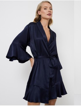Тёмно-синий халат из вискозы Aruelle CRESSIDA, Цвет: темно-синий, Размеры: S