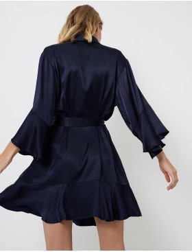 Тёмно-синий халат из вискозы Aruelle CRESSIDA, Цвет: темно-синий, Размеры: S, изображение 2