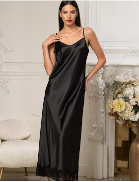 Длинная атласная сорочка Mia-Amore ADALIN 7551, Цвет: черный, Размеры: 3XL