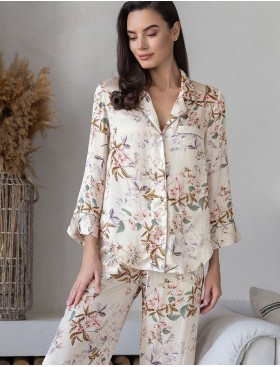 Пижама с широкими брюками Mia-Amore AMELY 5075 молоко, Цвет: молоко, Размеры: M, изображение 4