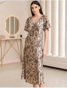 Длинная сорочка с рельефами Mia-Amore ARTEMIDA 4138, Цвет: песочный, Размеры: 2XL