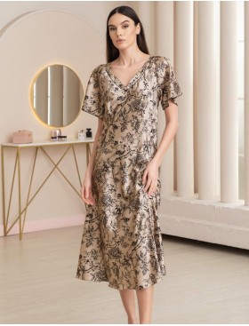 Длинная сорочка с рельефами Mia-Amore ARTEMIDA 4138, Цвет: песочный, Размеры: 2XL, изображение 3