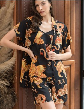 Комплект тройка из тканой вискозы Mia-Amore DRAGON 5084, Цвет: черный, Размеры: S