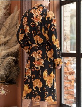 Мужской халат с драконами Mia-Amore DRAGON 5089, Цвет: черный, Размеры: L/XL, изображение 2