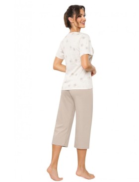 Хлопковая пижама с бриджами Donna SANDI 3/4, Цвет: молочный/светло-беже, Размеры: L, изображение 2