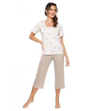 Хлопковая пижама с бриджами Donna SANDI 3/4, Цвет: молочный/светло-беже, Размеры: L, изображение 3