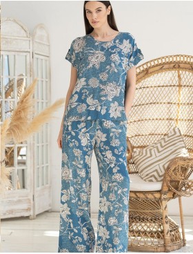 Брючный комплект из вискозы Mia-Amore CASSIA 5256, Цвет: светло-синий, Размеры: 4XL