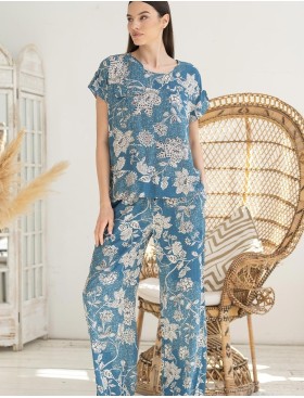 Брючный комплект из вискозы Mia-Amore CASSIA 5256, Цвет: светло-синий, Размеры: 4XL, изображение 3