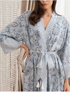 Халат из тканой вискозы Mia-Amore CAITLYN 5093, Цвет: ментол, Размеры: 4XL/5XL, изображение 4