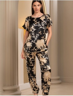 Шёлковый комплект-двойка Mia-Amore ELMIRA 4264, Цвет: черный, Размеры: XL