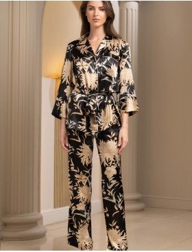 Шёлковая пижама с принтом Mia-Amore ELMIRA 4266, Цвет: черный, Размеры: 3XL