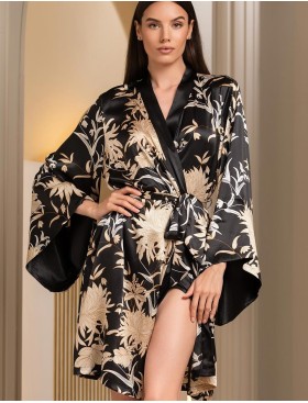 Короткий халат-кимоно шёлк Mia-Amore ELMIRA 4267, Цвет: черный, Размеры: L/XL