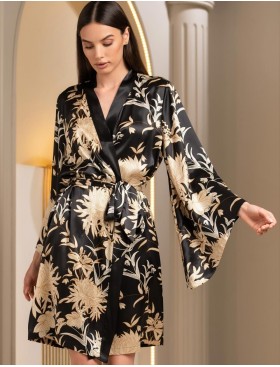 Короткий халат-кимоно шёлк Mia-Amore ELMIRA 4267, Цвет: черный, Размеры: L/XL, изображение 3