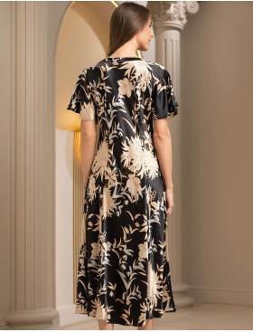 Длинная сорочка с цветами Mia-Amore ELMIRA 4268, Цвет: черный, Размеры: 4XL, изображение 2