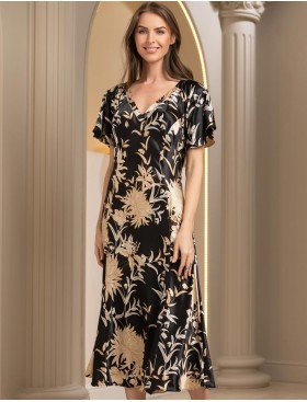 Длинная сорочка с цветами Mia-Amore ELMIRA 4268, Цвет: черный, Размеры: 4XL, изображение 3