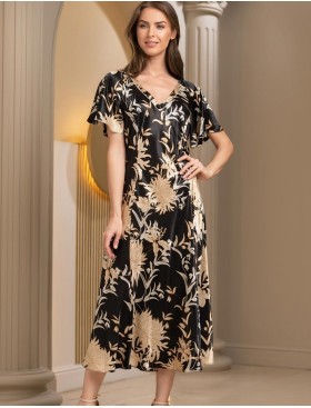 Длинная сорочка с цветами Mia-Amore ELMIRA 4268, Цвет: черный, Размеры: 4XL, изображение 4