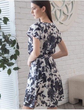 Шёлковая туника с поясом Mia-Amore GLADIS 4114, Цвет: черно-белый, Размеры: 4XL/5XL, изображение 2