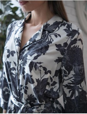 Рубашка-халат из шёлка Mia-Amore GLADIS 4117, Цвет: черно-белый, Размеры: 3XL, изображение 3