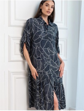 Платье-рубашка из тканой вискозы Mia-Amore LEANA 5319, Цвет: темно-синий, Размеры: M, изображение 4