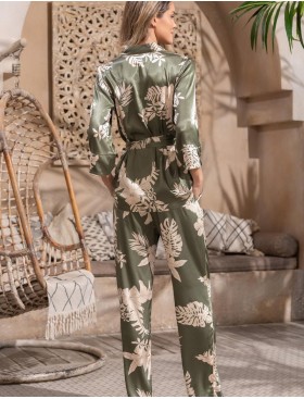 Шёлковый брючный комплект Mia-Amore LORENSA 4245, Цвет: оливковый, Размеры: 3XL, изображение 2