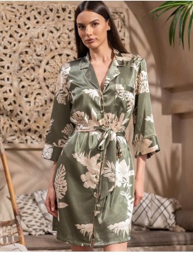 Рубашка-халат из шёлка Mia-Amore LORENSA 4247, Цвет: оливковый, Размеры: 2XL