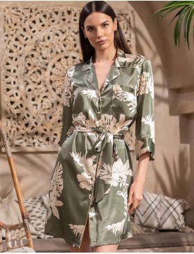 Рубашка-халат из шёлка Mia-Amore LORENSA 4247, Цвет: оливковый, Размеры: 2XL, изображение 3