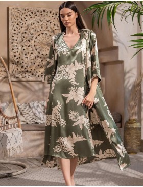 Шёлковая длинная сорочка Mia-Amore LORENSA 4248, Цвет: оливковый, Размеры: 2XL, изображение 4