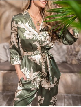 Шёлковый брючный комплект Mia-Amore LORENSA 4245, Цвет: оливковый, Размеры: 3XL, изображение 3