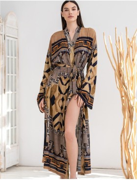 Длинный халат из натуральной вискозы Mia-Amore MARTINIKA 5289, Цвет: мультицвет, Размеры: 2XL/3XL