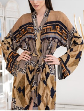 Длинный халат из натуральной вискозы Mia-Amore MARTINIKA 5289, Цвет: мультицвет, Размеры: 2XL/3XL, изображение 4