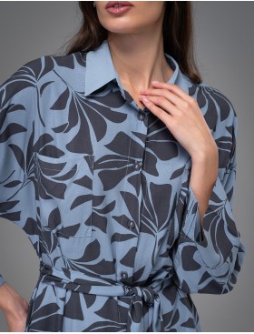 Удлиненная рубашка-халат Mia-Amore ODRIE 5357, Цвет: серо-голубой, Размеры: 4XL/5XL, изображение 4