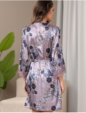 Шёлковый запашной халат Mia-Amore PRIMROSE 4063, Цвет: мультицвет, Размеры: 2XL/3XL, изображение 2