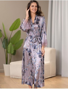 Длинный шёлковый халат Mia-Amore PRIMROSE 4069, Цвет: мультицвет, Размеры: 4XL/5XL